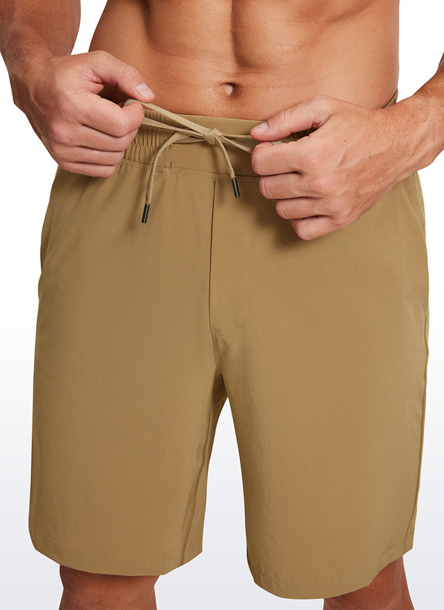 CRZ YOGA Men's Train Relaxed Fit Feathery-Fit Linerless Shorts 9'' Khaki Sand