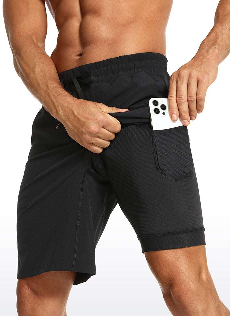 CRZ YOGA Men's Train Run Classic Fit Feathery-Fit Lined Shorts 9