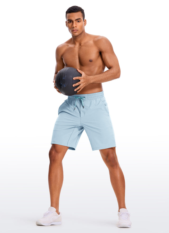 CRZ YOGA Men's Train Run Classic Fit Feathery-Fit Lined Shorts 9'' Light grayish blue