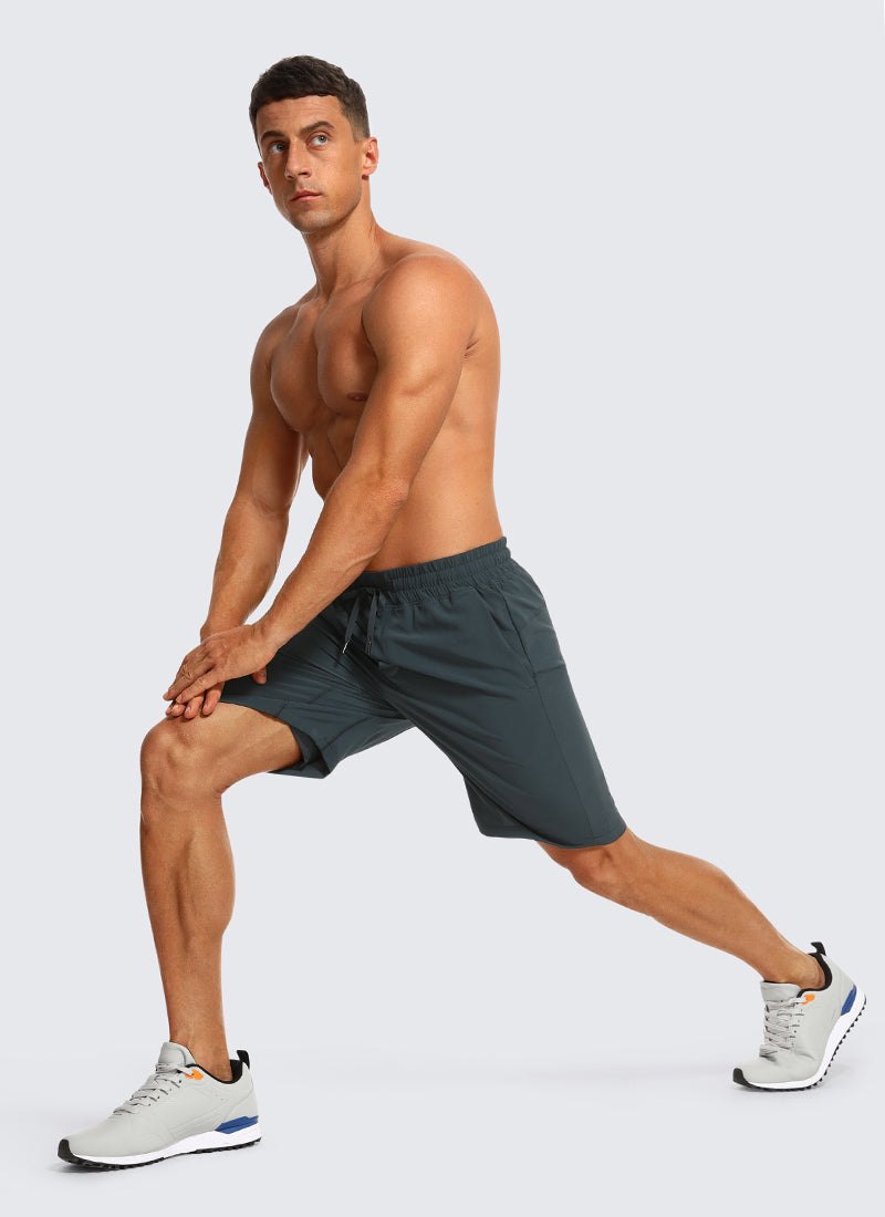 CRZ YOGA Men's Train Run Classic Fit Feathery-Fit Lined Shorts 9'' Melanite