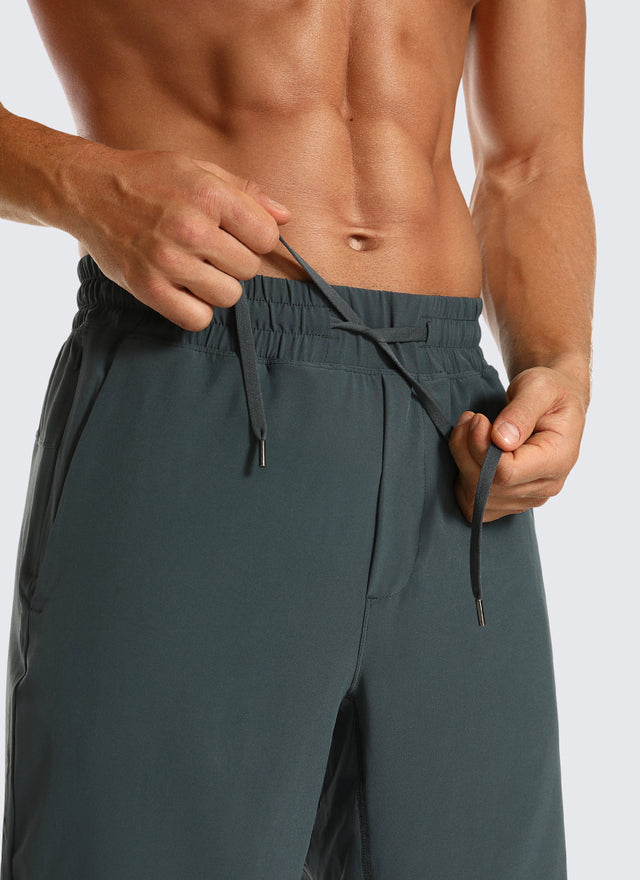 CRZ YOGA Men's Train Run Classic Fit Feathery-Fit Lined Shorts 9'' Melanite