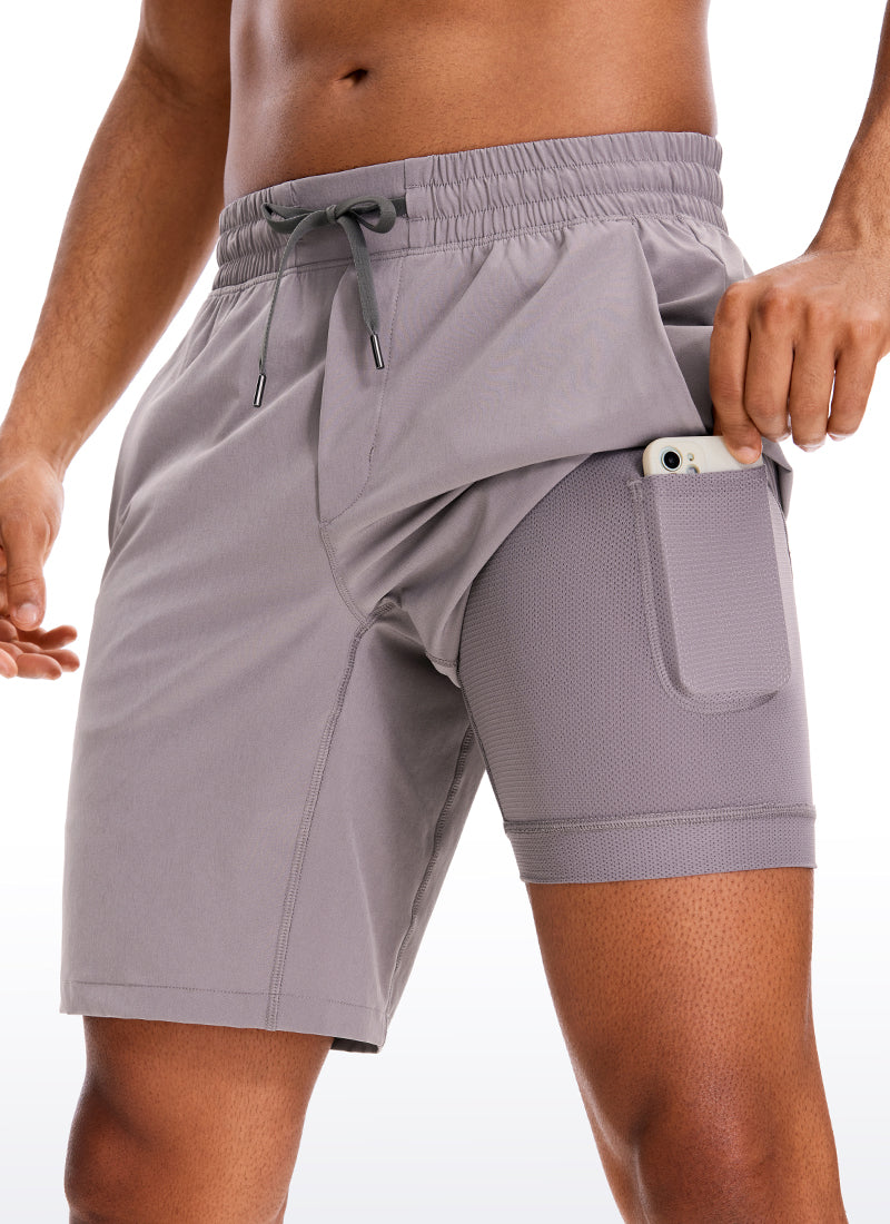 CRZ YOGA Men's Train Run Classic Fit Feathery-Fit Lined Shorts 9'' Lunar Rock