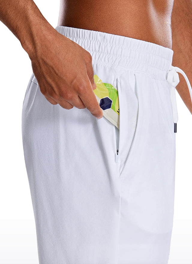 CRZ YOGA Men's Train Run Classic Fit Feathery-Fit Lined Shorts 9'' White