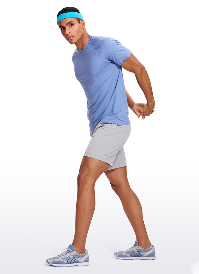 CRZ YOGA Men's Train Classic Fit Feathery-Fit Linerless Shorts 7'' Gull Gray