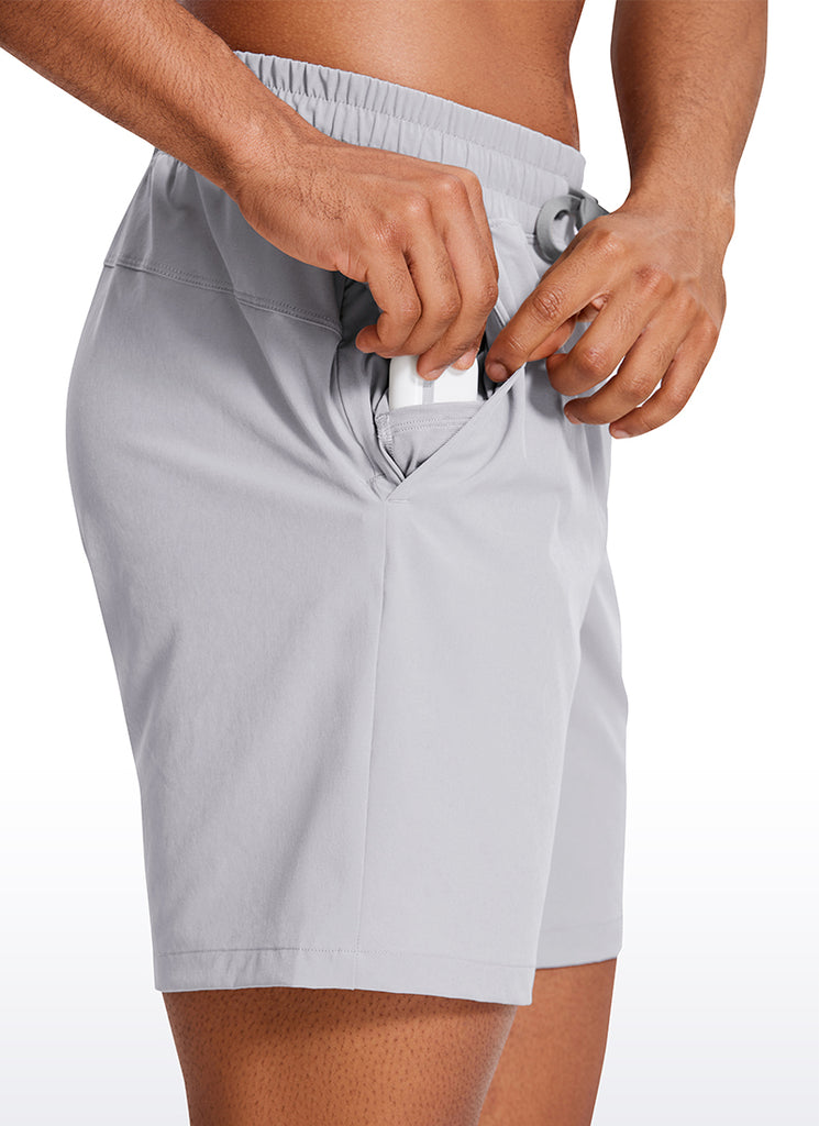 CRZ YOGA Men's Train Classic Fit Feathery-Fit Linerless Shorts 7'' Gull Gray