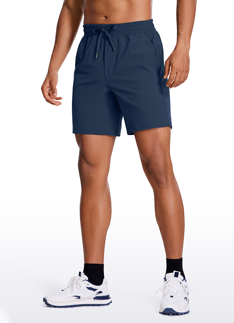 CRZ YOGA Men's Train Classic Fit Feathery-Fit Linerless Shorts 7'' Khaki Sand