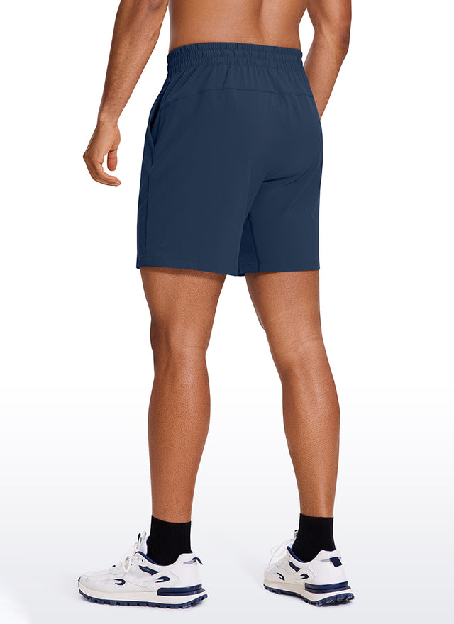 CRZ YOGA Men's Train Classic Fit Feathery-Fit Linerless Shorts 7'' Khaki Sand