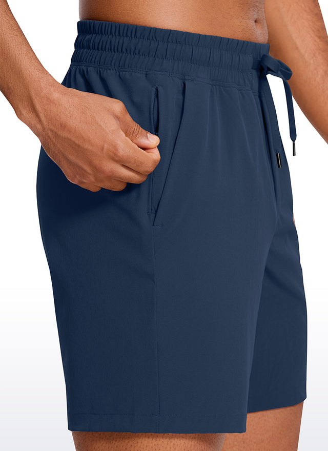 CRZ YOGA Men's Train Classic Fit Feathery-Fit Linerless Shorts 7'' Khaki Sand