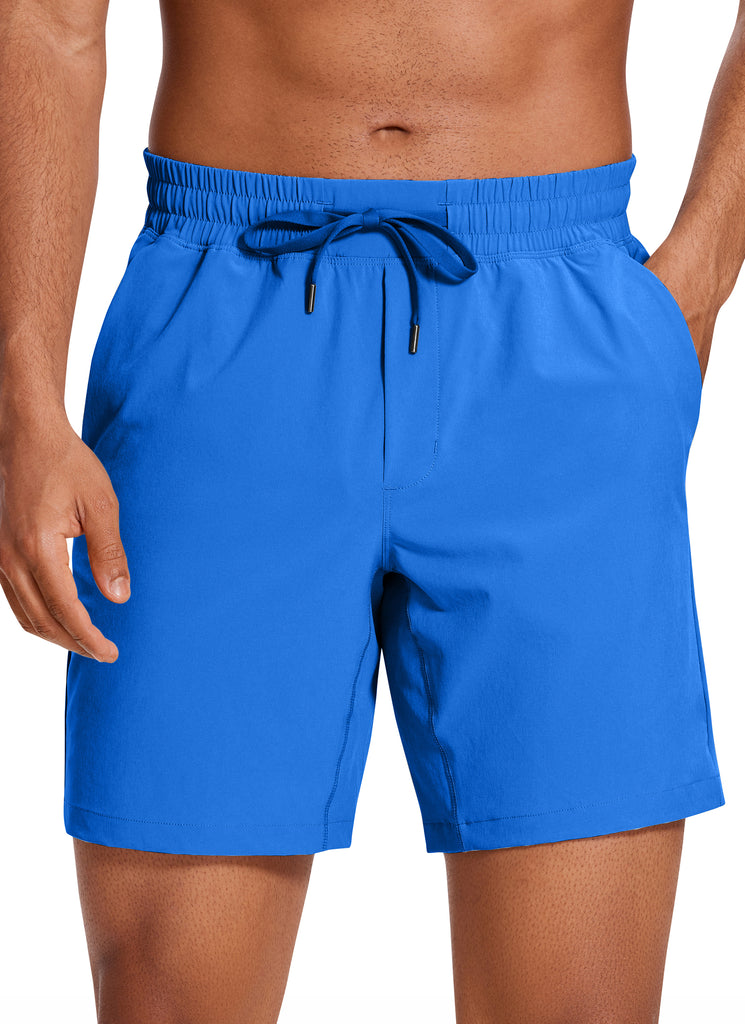 CRZ YOGA Men's Train Classic Fit Feathery-Fit Linerless Shorts 7'' Brown Rock