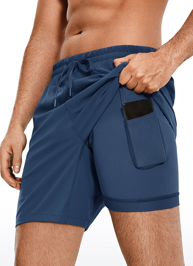 CRZ YOGA Men's Train Run Classic Fit Feathery-Fit Lined Shorts 7