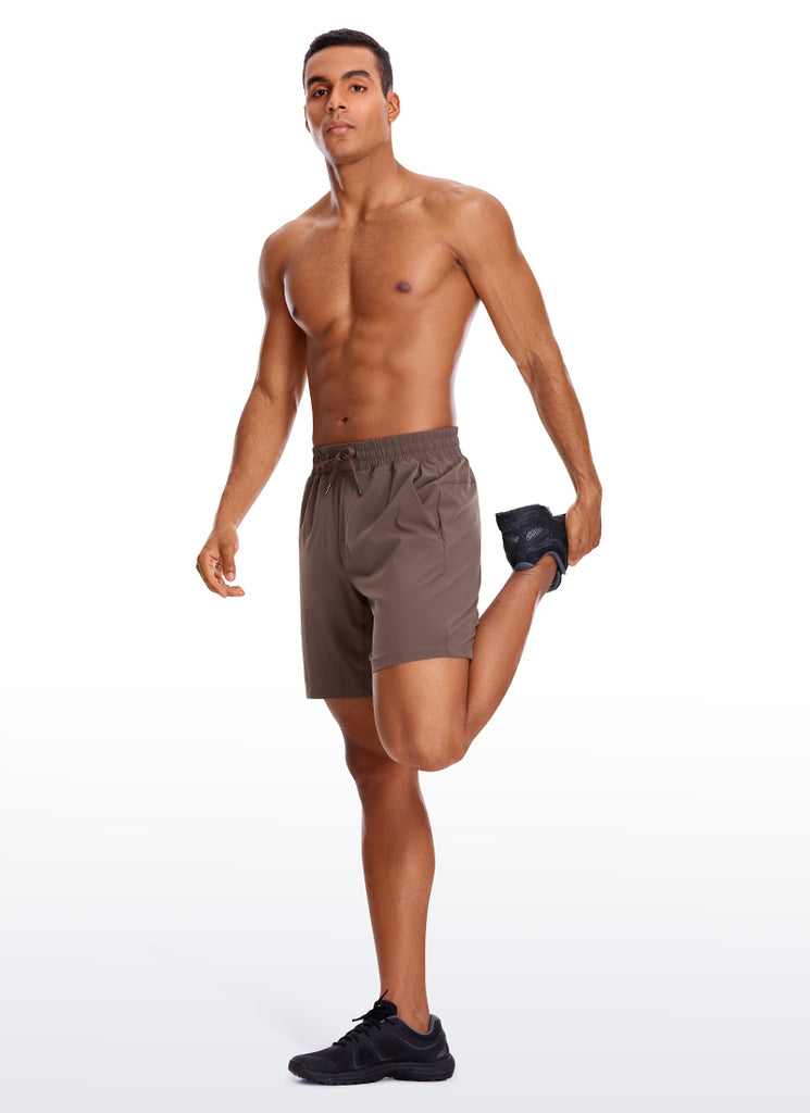 CRZ YOGA Men's Train Run Classic Fit Feathery-Fit Lined Shorts 7'' Black