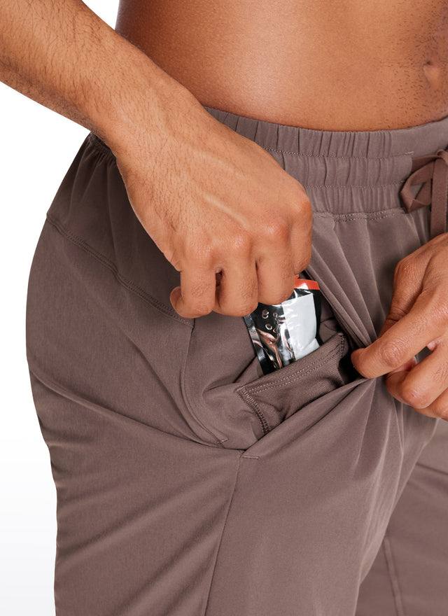 CRZ YOGA Men's Train Run Classic Fit Feathery-Fit Lined Shorts 7'' Brown Rock