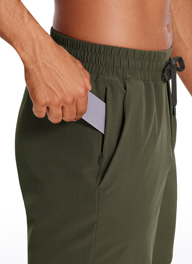 CRZ YOGA Men's Train Run Classic Fit Feathery-Fit Lined Shorts 7'' Dark Olive