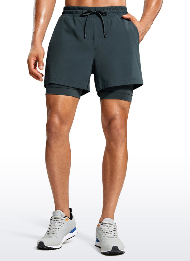 Feathery-Fit 2 in 1 Athletic Shorts 5''- with Pockets & Long Liner