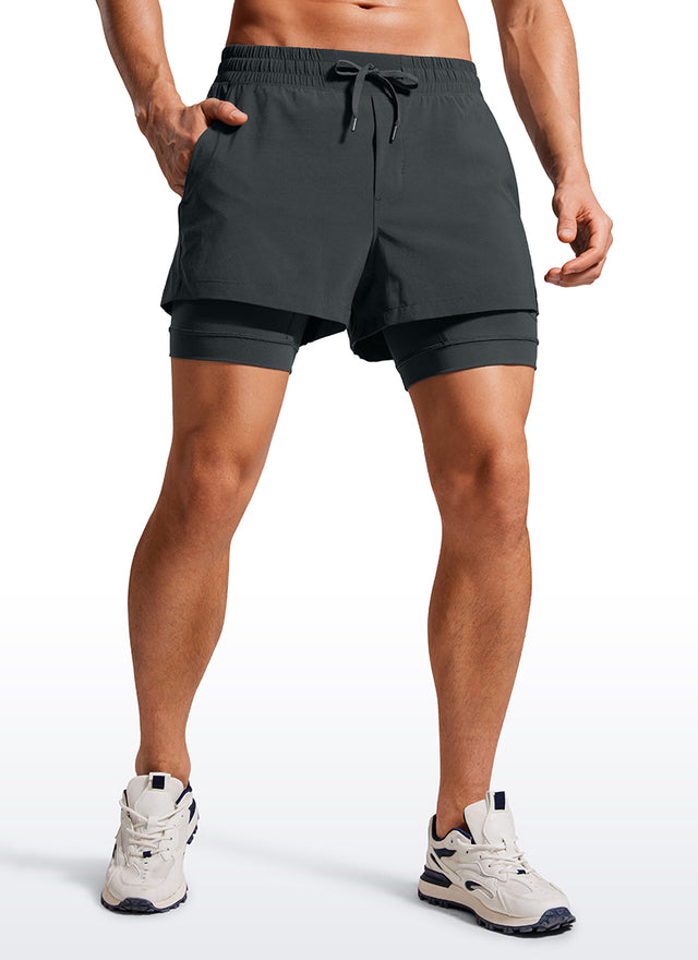 Feathery-Fit 2 in 1 Athletic Shorts 3.5''- with Pockets & Long Liner