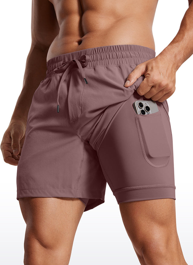 Feathery-Fit 2 in 1 Athletic Shorts 5''- with Pockets