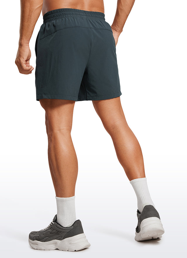 CRZ YOGA Men's Train Feathery-Fit 2 in 1 Shorts 5'' with pockets Melanite