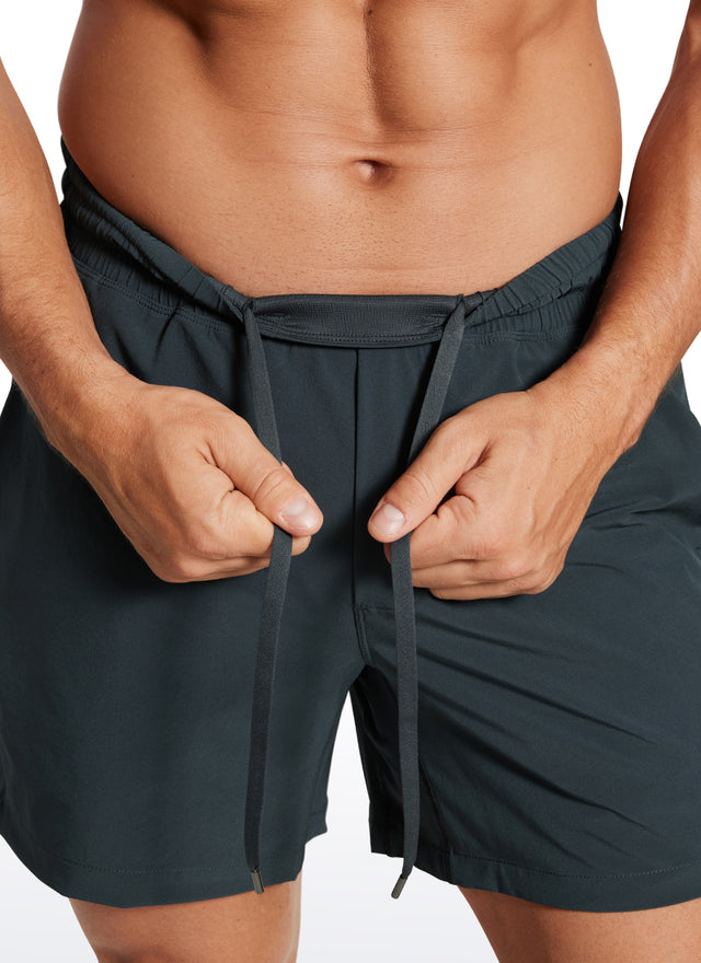 CRZ YOGA Men's Train Feathery-Fit 2 in 1 Shorts 5'' with pockets Melanite