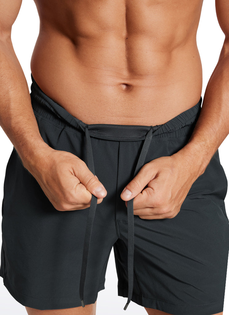 CRZ YOGA Men's Train Feathery-Fit 2 in 1 Shorts 5'' with pockets Ink Gray