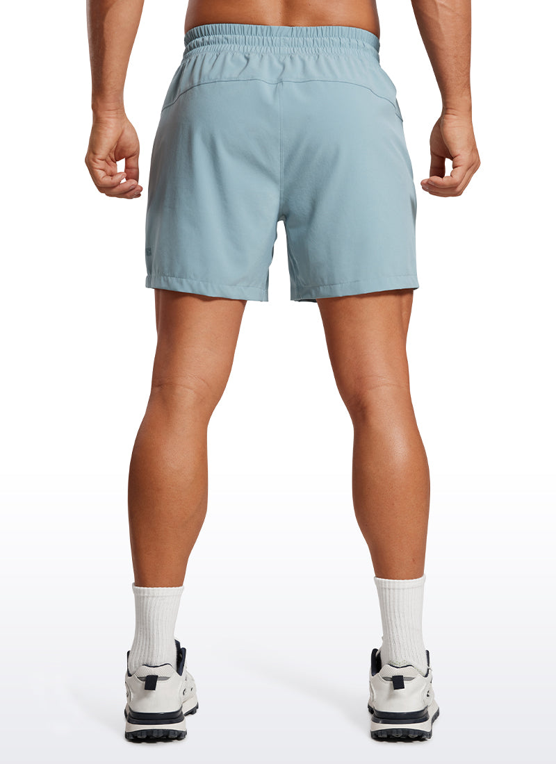 CRZ YOGA Men's Train Feathery-Fit 2 in 1 Shorts 5'' with pockets Light grayish blue