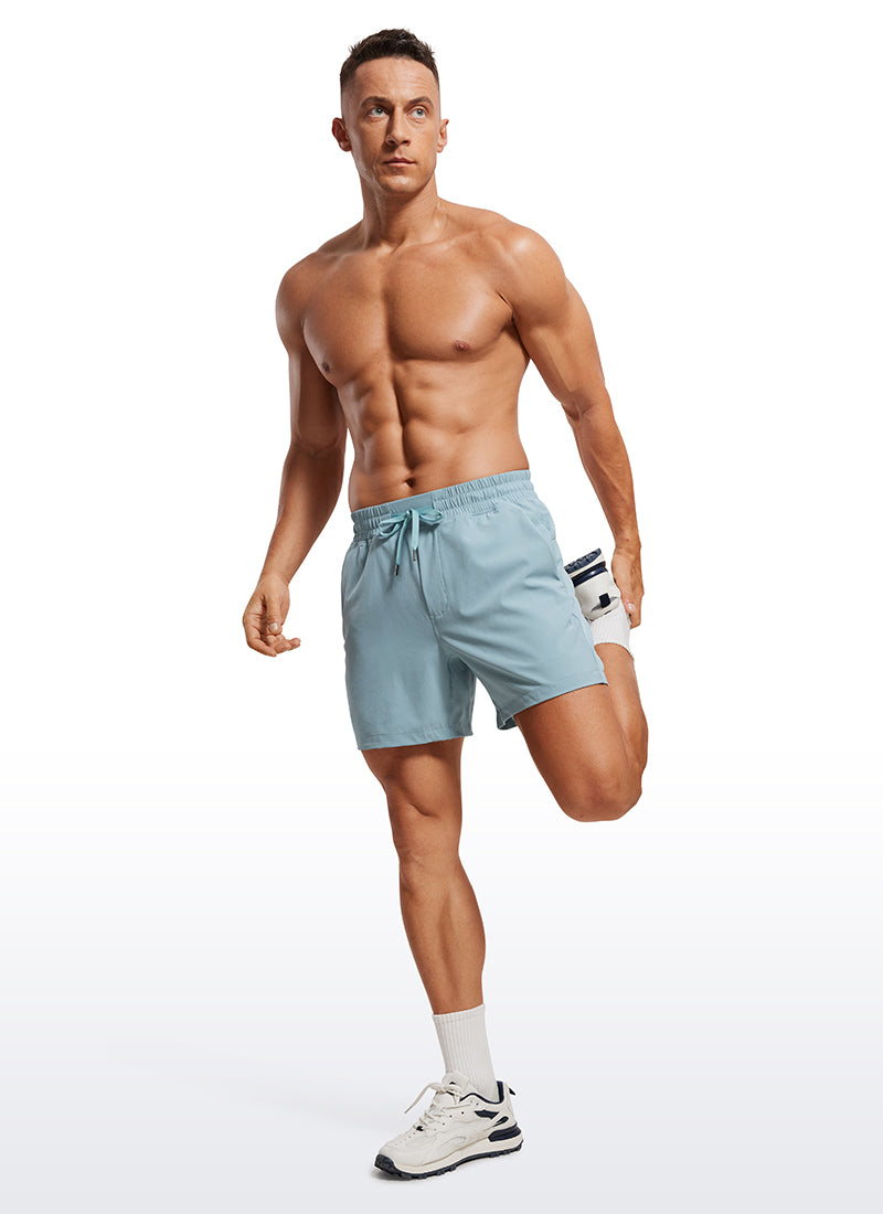 CRZ YOGA Men's Train Feathery-Fit 2 in 1 Shorts 5'' with pockets Light grayish blue
