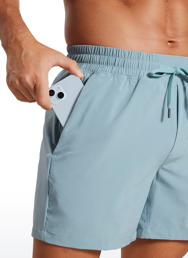CRZ YOGA Men's Train Feathery-Fit 2 in 1 Shorts 5'' with pockets Light grayish blue