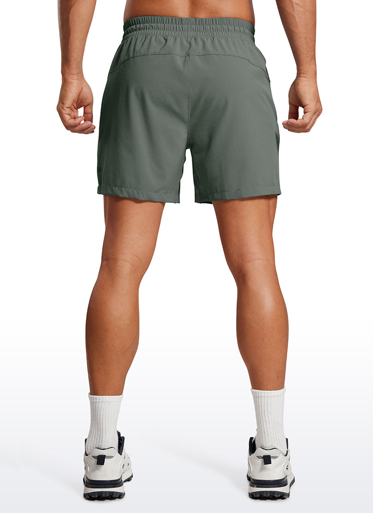CRZ YOGA Men's Train Feathery-Fit 2 in 1 Shorts 5'' with pockets Grey Sage