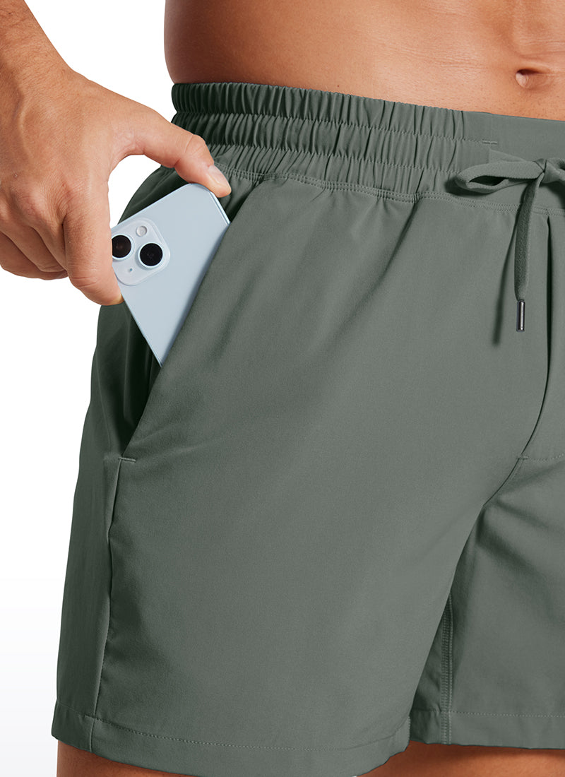 CRZ YOGA Men's Train Feathery-Fit 2 in 1 Shorts 5'' with pockets Grey Sage