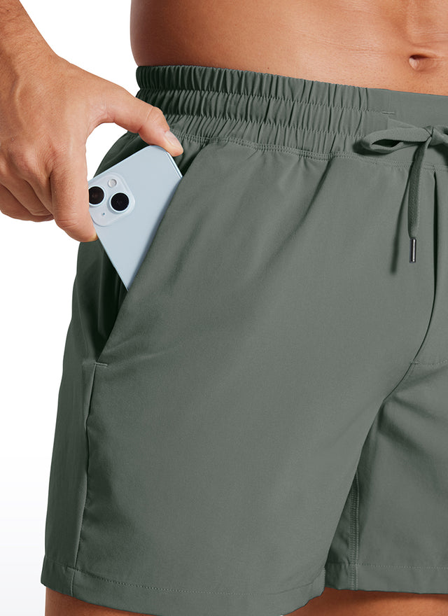 CRZ YOGA Men's Train Feathery-Fit 2 in 1 Shorts 5'' with pockets Grey Sage