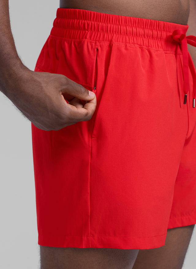 CRZ YOGA Men's Running Feathery-Fit Workout Linerless Shorts 5'' Deep Red