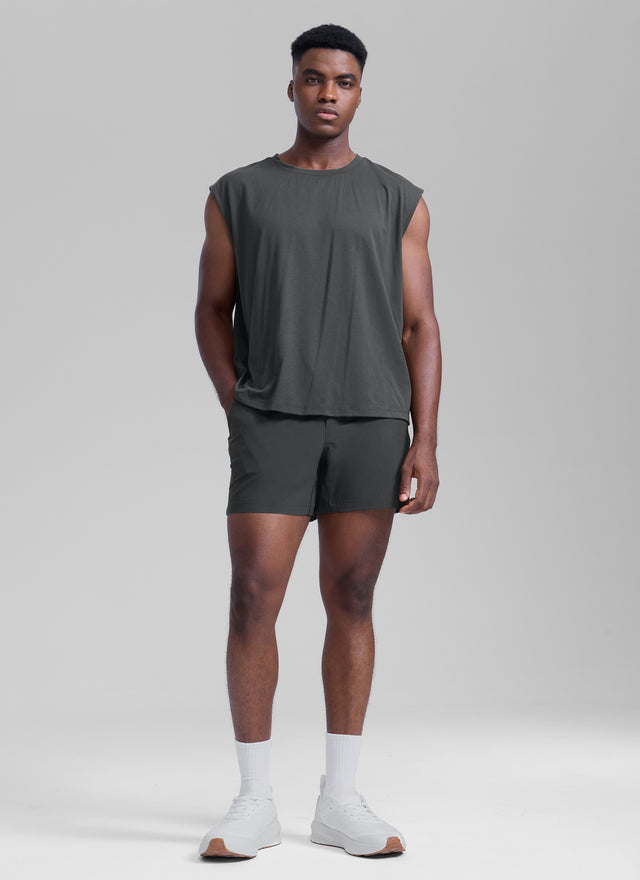 CRZ YOGA Men's Running Feathery-Fit Workout Linerless Shorts 5'' Ink Gray