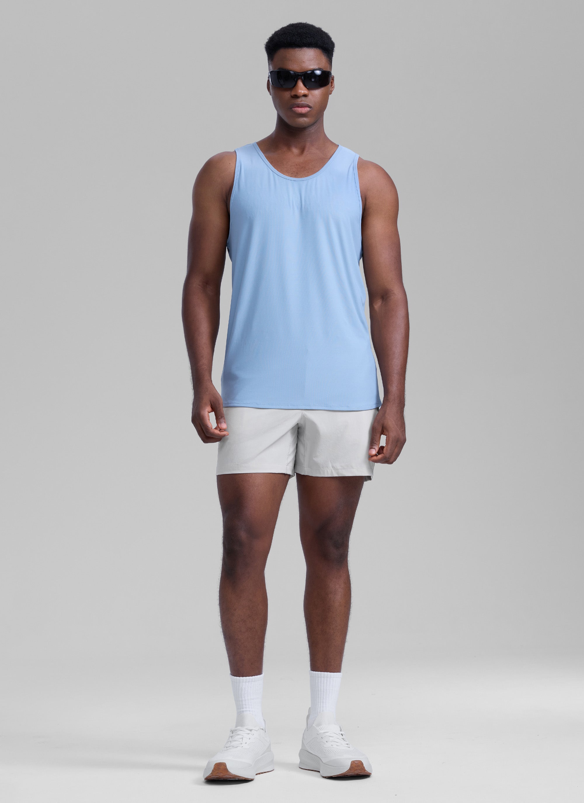 CRZ YOGA Men's Running Feathery-Fit Workout Linerless Shorts 5'' Sparkle Blue