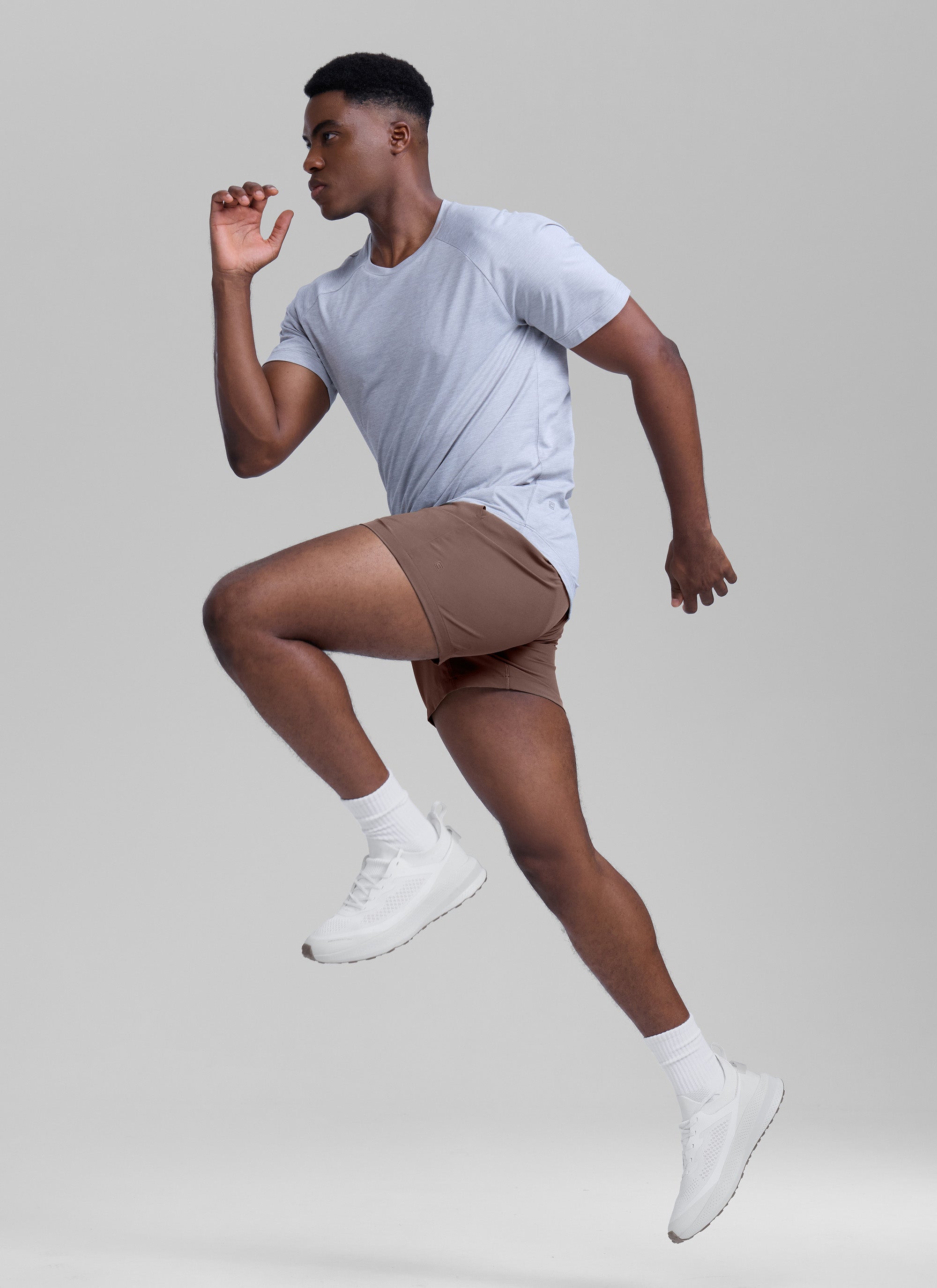 CRZ YOGA Men's Running Feathery-Fit Workout Linerless Shorts 5'' Brown Rock