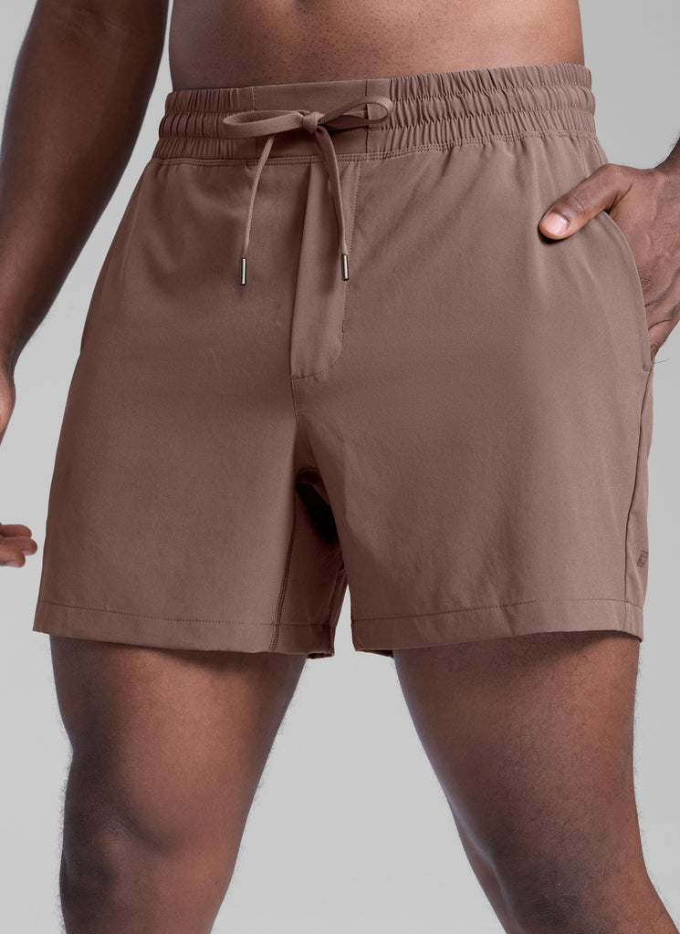 CRZ YOGA Men's Running Feathery-Fit Workout Linerless Shorts 5'' Brown Rock