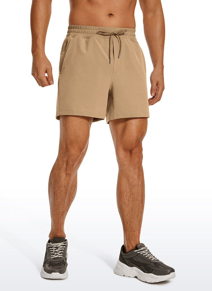 CRZ YOGA Men's Running Feathery-Fit Workout Linerless Shorts 5'' Khaki Sand