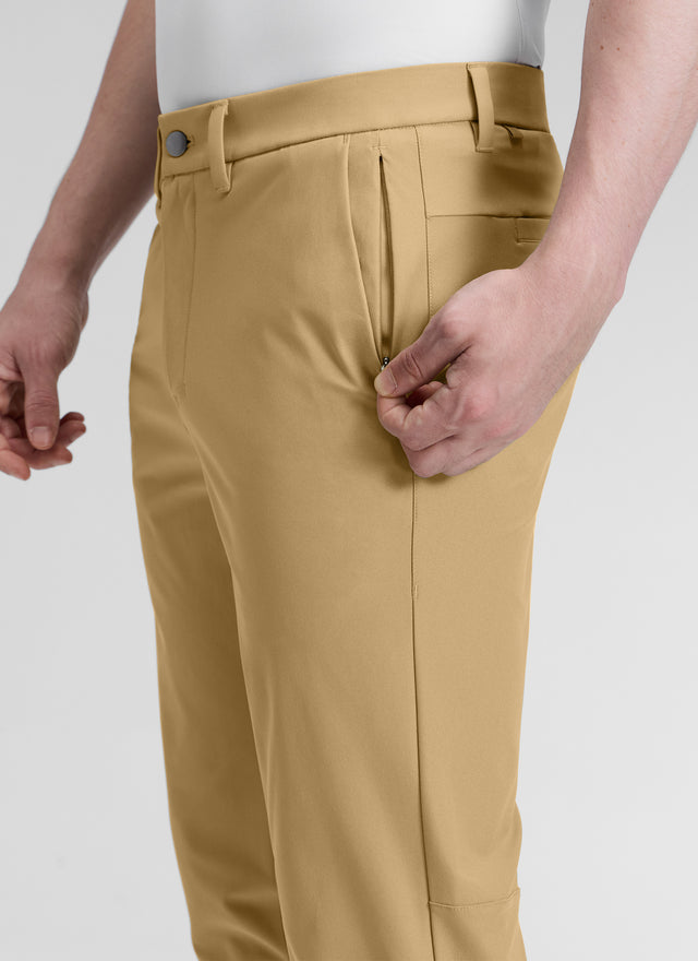 CRZ YOGA Mens Work Classic Fit All-Day Comfort Golf Pants Pockets 30'' Khaki Sand