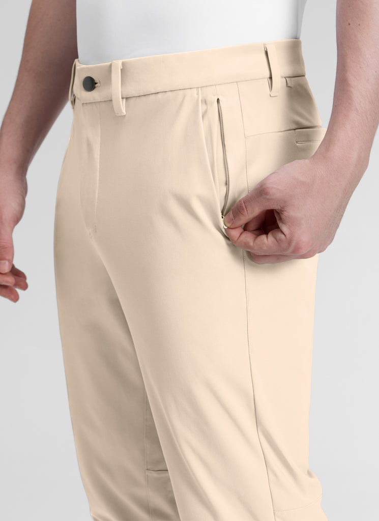 CRZ YOGA Mens Work Classic Fit All-Day Comfort Golf Pants Pockets 30'' Raw Linen