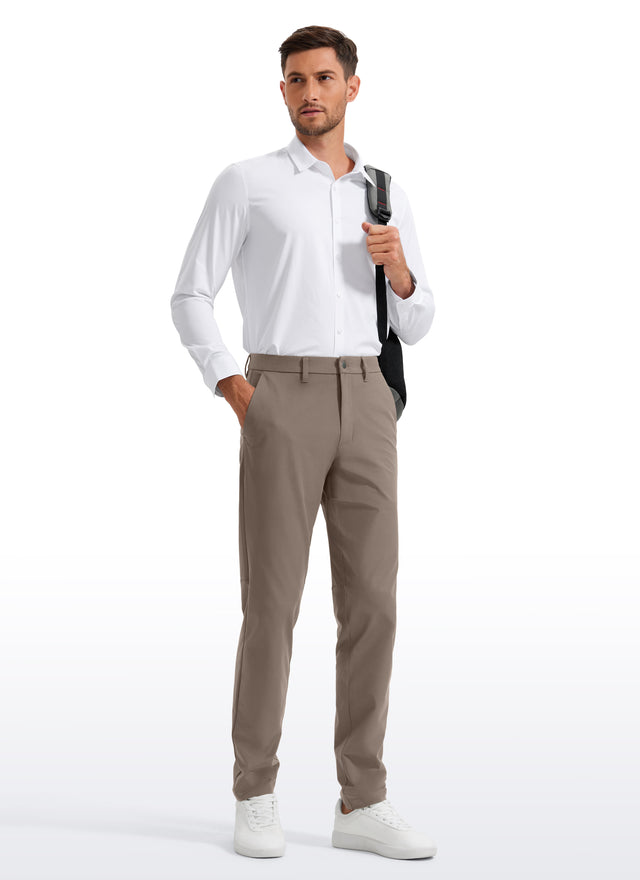 CRZ YOGA Mens Work Classic Fit All-Day Comfort Golf Pants Pockets 32'' Gull Gray