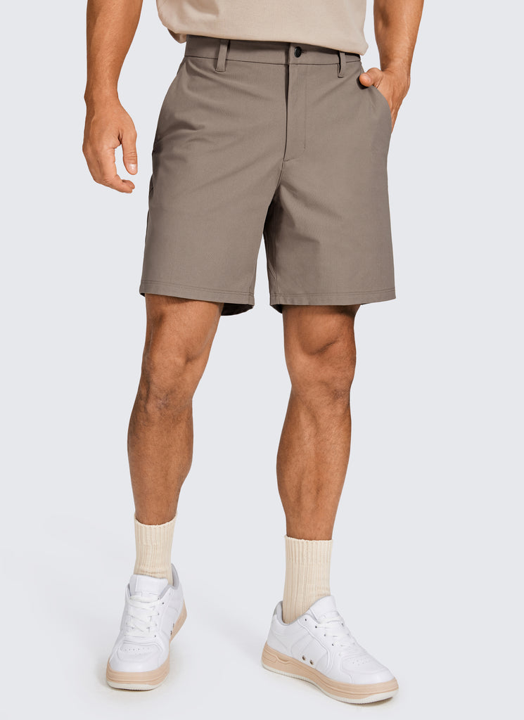 CRZ YOGA Men's Work Classic Fit All-Day Comfort Golf Shorts Pocket 7'' True Navy