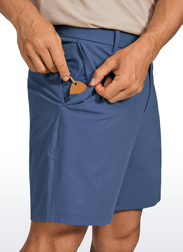 CRZ YOGA Men's Work Classic Fit All-Day Comfort Golf Shorts Pocket 7'' True Navy
