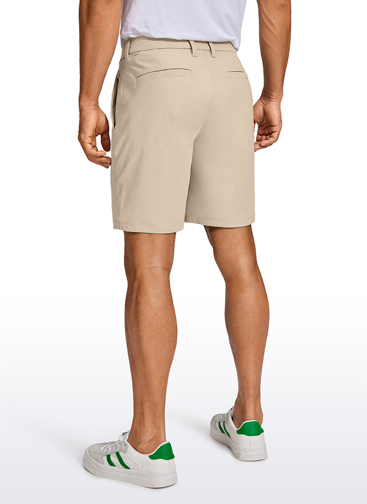 CRZ YOGA Men's Work Classic Fit All-Day Comfort Golf Shorts Pocket 7'' Raw Linen