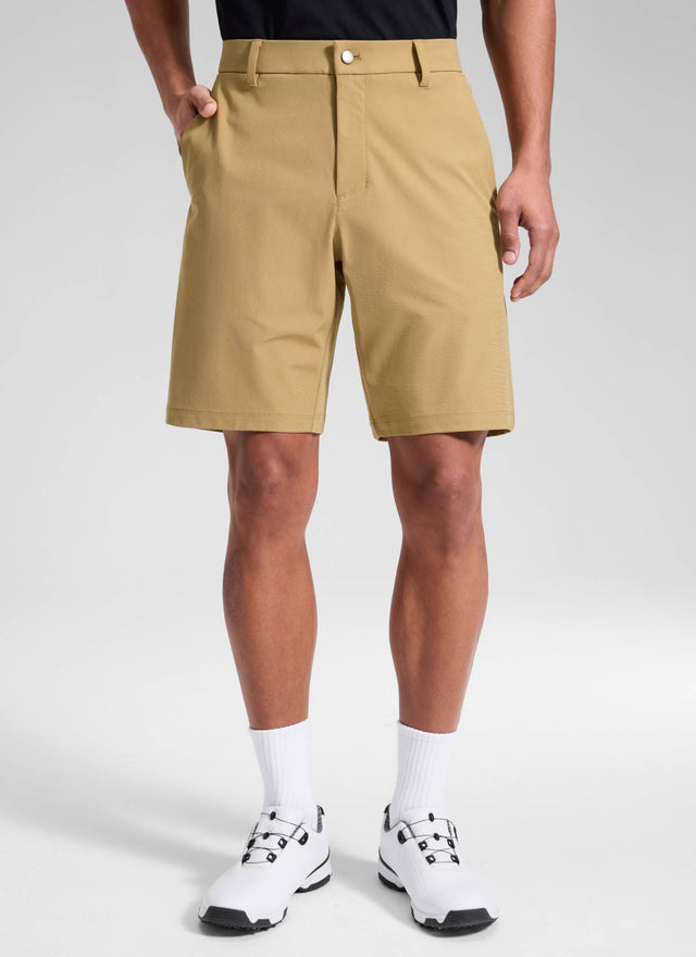 CRZ YOGA Men's Work Classic Fit All-Day Comfort Golf Shorts Pocket 9'' Khaki Sand