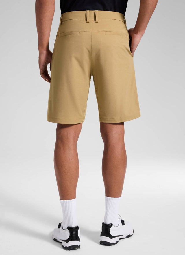 CRZ YOGA Men's Work Classic Fit All-Day Comfort Golf Shorts Pocket 9'' Khaki Sand