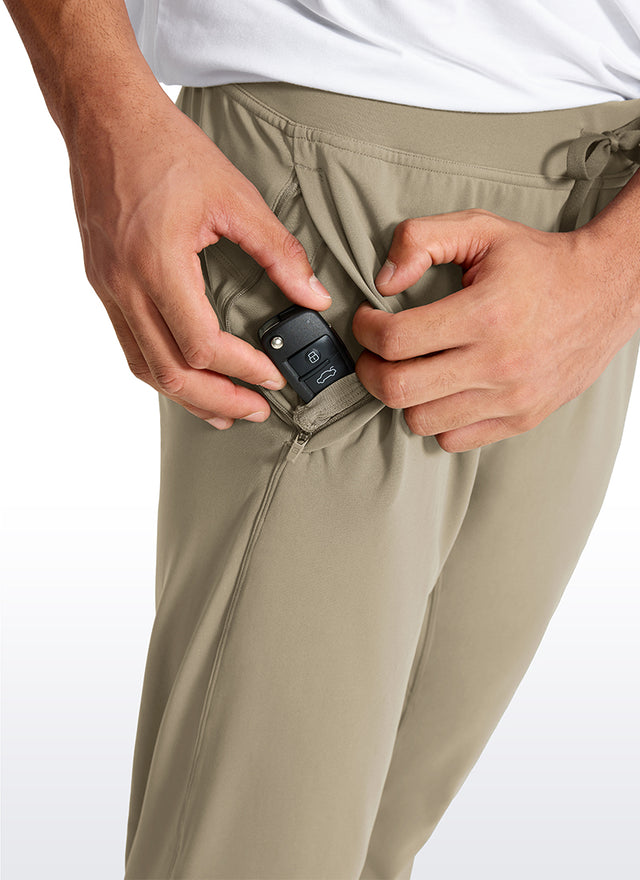 CRZ YOGA Men's Run Slim Fit On the Travel Joggers 28''- Ankle Zipper Khali Barley