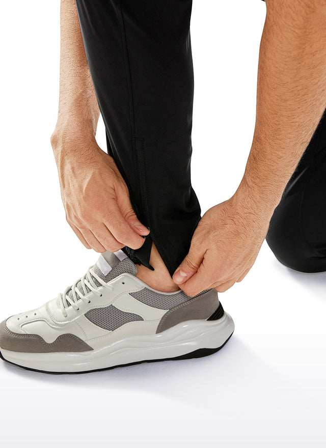 CRZ YOGA Men's Run Slim Fit On the Travel Joggers 32''- Ankle Zipper Black
