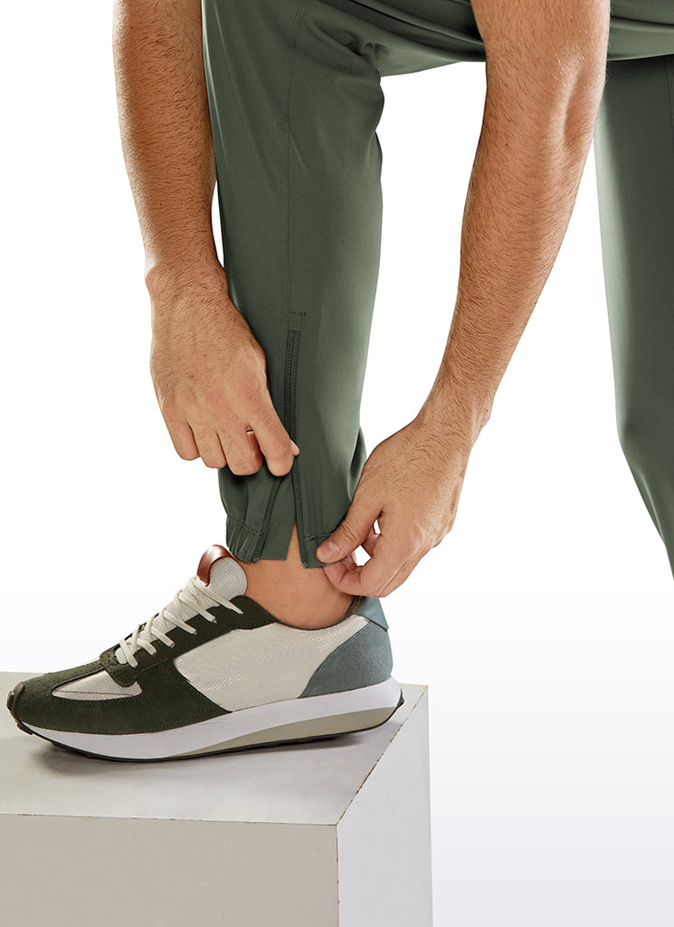 CRZ YOGA Men's Run Slim Fit On the Travel Joggers 32''- Ankle Zipper Gull Gray