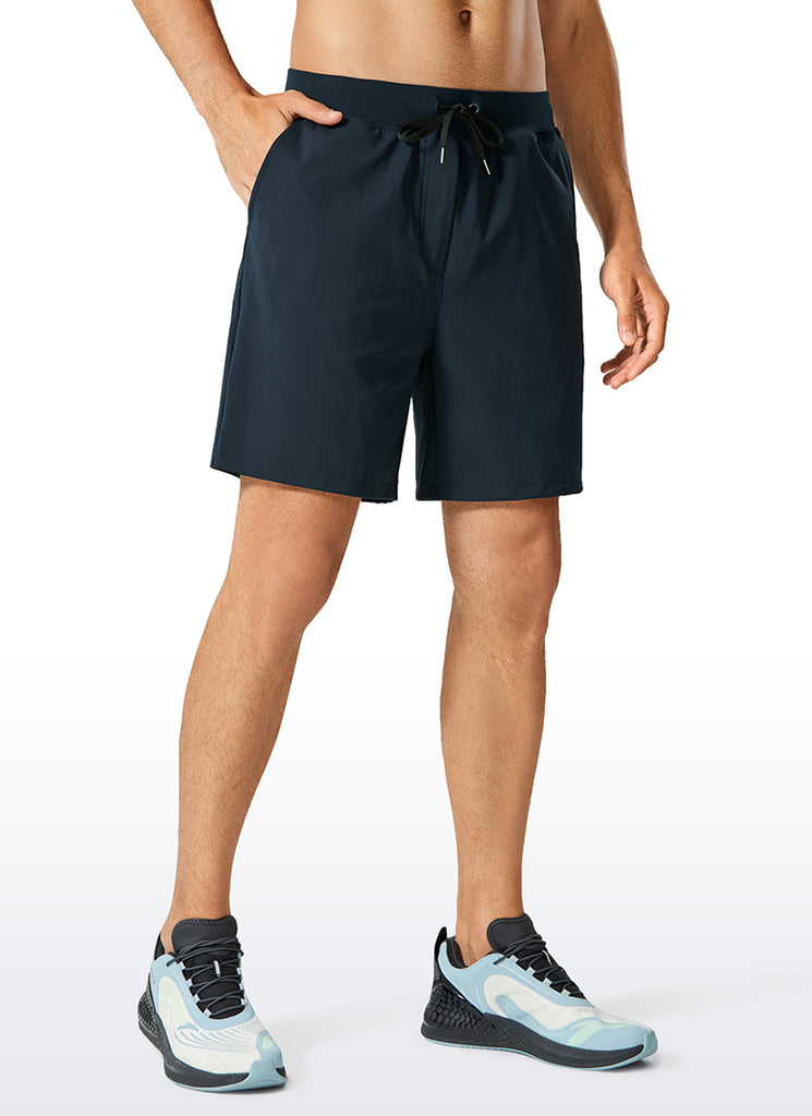CRZ YOGA Men's Train Relaxed Fit On the Travel Linerless Shorts 7'' Platinum Grey