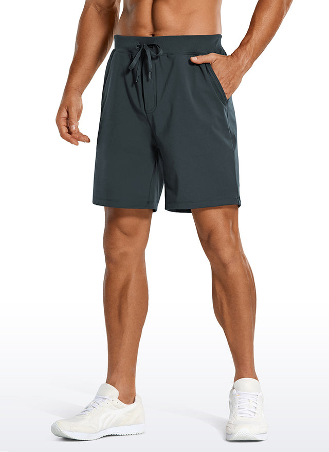 CRZ YOGA Men's Train Relaxed Fit On the Travel Linerless Shorts 7'' Ink Gray