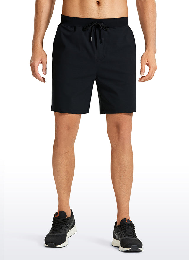 CRZ YOGA Men's Train Relaxed Fit On the Travel Linerless Shorts 7'' Black
