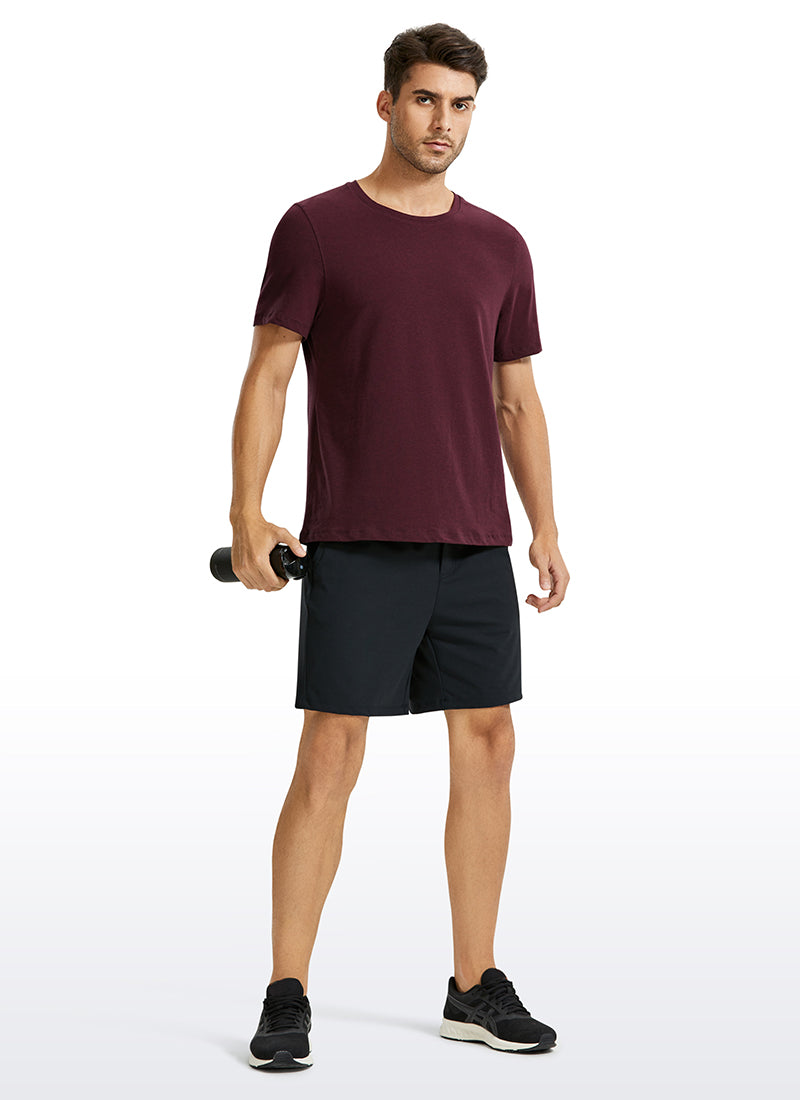 CRZ YOGA Men's Train Relaxed Fit On the Travel Linerless Shorts 7'' Black